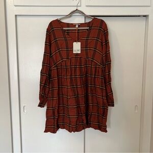 Plaid Long Sleeve Dress
